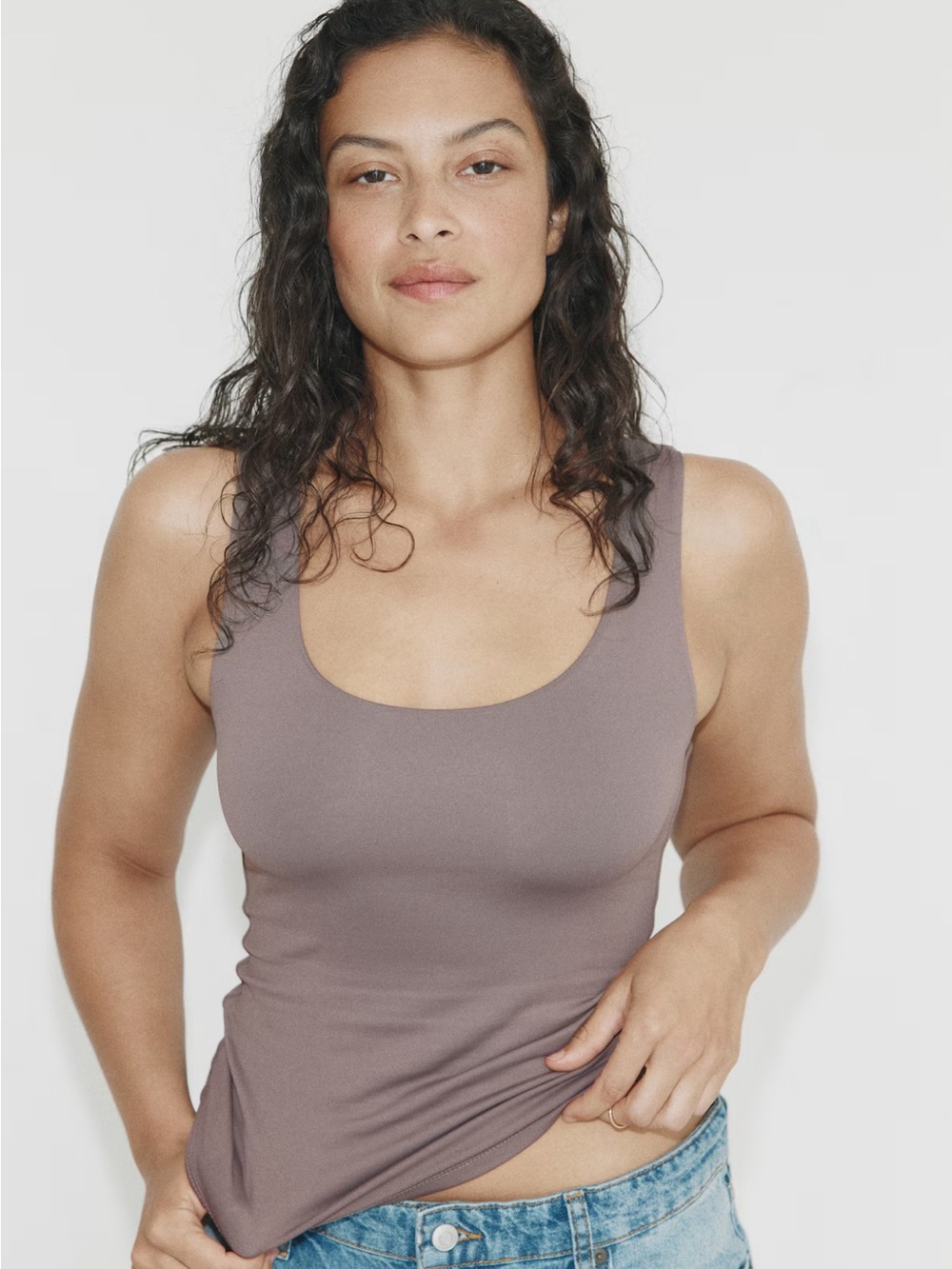 H&M Scoop Neck Tank Top in Taupe